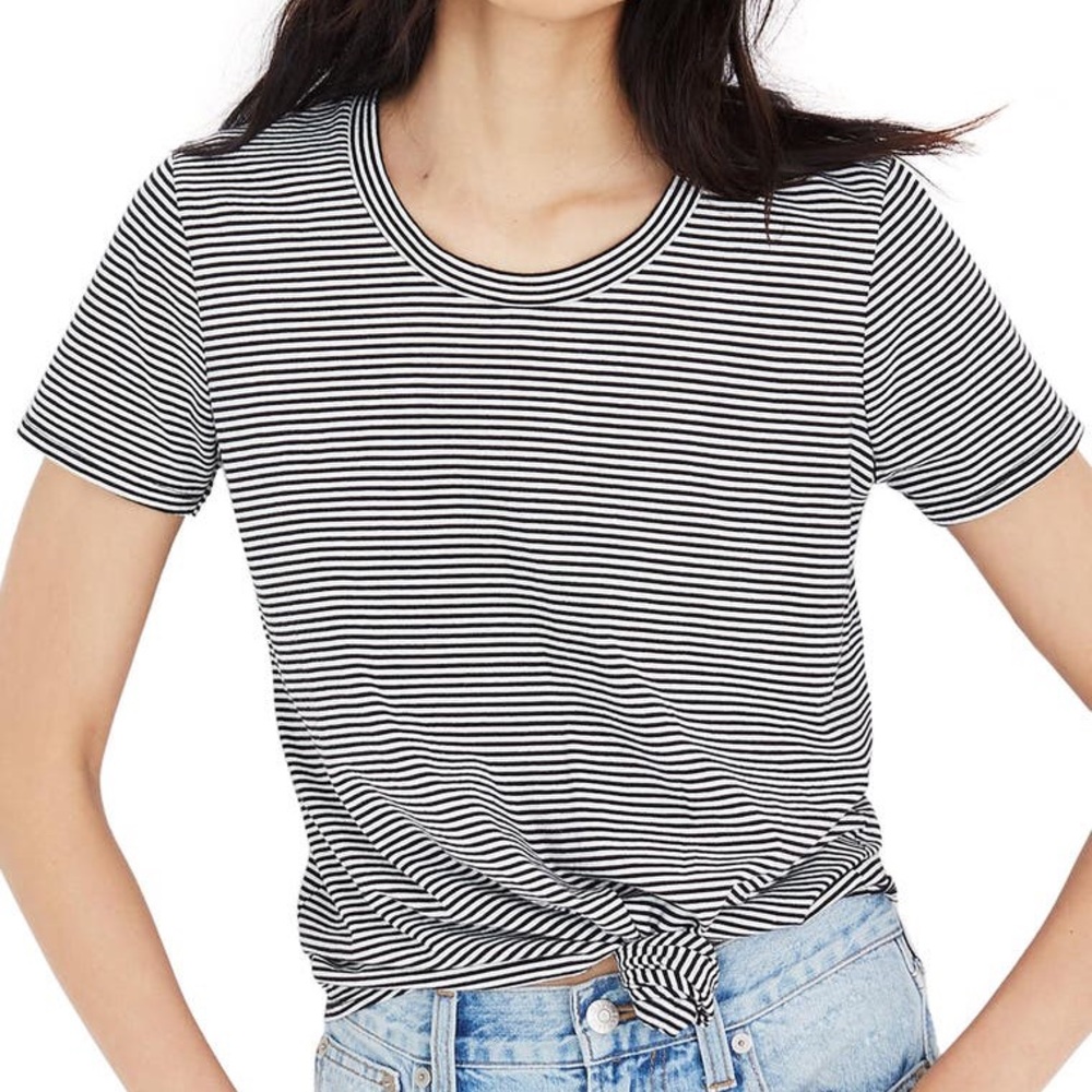 (Madewell) Knot-Front Tee in Stripe M